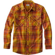 Wool Shirts L.L.Bean L.L.Bean Katahdin Performance Flannel Shirt Plaid Burnt Mahogany/Chartruese Men's Clothing Orange