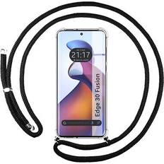 Accesorios para teléfonos móviles TuMundoSmartphone Tumundosmartphone Hülle Anhänger Transparent fur Motorola Edge 30 Fusion 5G Mit Lanyard Schwarz