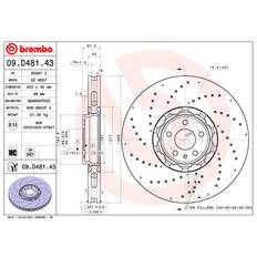 Sistemas de Frenos Brembo 09.D481.43 Disco De Freno Audi A6 C8 Avant 40 mm 5 Perforado/Ventil