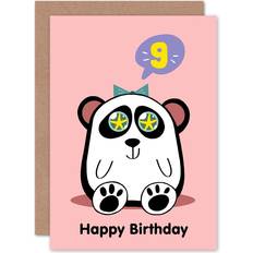 Party Supplies ARTERY8 Wee Blue Coo Kawaii Panda Star 9th Birthday Greeting Card