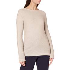 Tom Tailor Dame Sweatere Tom Tailor Pullover Beige Meleret - New