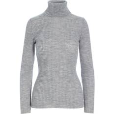 New Wool Rullekrave Sweater, Grey Melange