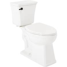 Toilets Signature Hardware Signature Hardware 953643-S Benbrook 1.28 GPF Two Piece Elongated Toilet ADA Compliant Elongated Seat Included White Matte Black Lever Fixture White/Matte Black Lever