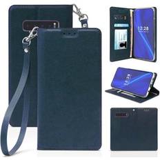 Wallet Cases Nakedcellphone Navy Wallet Case ID Card Slot Stand Lanyard Strap for Samsung Galaxy S10 Plus