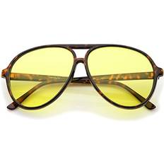 Sunglasses Retro Large Blue Blocking Lens Aviator 60mm Tortoise/Yellow