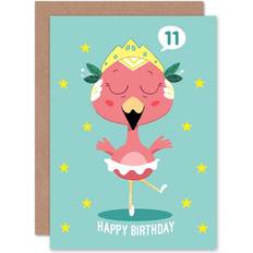 Party Supplies ARTERY8 Wee Blue Coo Kawaii Flamingo Ballet 11th Birthday Greeting Card