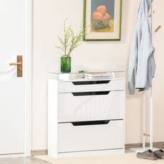 Homcom Shoe Cabinet with 3 Drawers High Gloss Cupboard Tipping