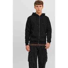 Jack & Jones Herr - Hoodies Tröjor Jack & Jones Enfärgat Huvtröje Med Dragkedja Svart