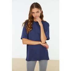 Damen - Lang T-Shirts Trendyol Collection Collection T-shirt Dunkelblau Boyfriend für Damen