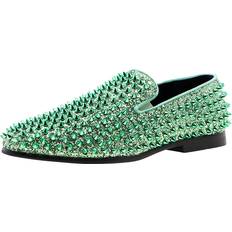 Low Shoes Jump JUMP New York Men's Luxor-3 Spiked Slip-on Loafer All-Over Metallic Spikes Ornaments and Glitter Formal Smoking SlipperMint