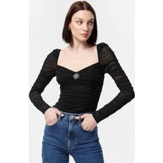 Polyester Bodys Bettina Crystal Bodysuit Black Black