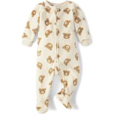 Jumpsuits The Children's Place The Children's Place Baby and Toddler Fleece Zip-Front One Piece Footed Pajama, Cozy Bear Daisy, 4T