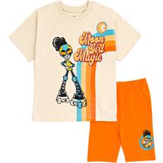 Marvel Marvel Moon Girl and Devil Dinosaur Little Girls T-Shirt and Bike Shorts Outfit Set Khaki/Orange