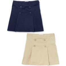 The Children's Place Girl's Uniform Stretch Button Skort 2-pack - Sandy/Tidal