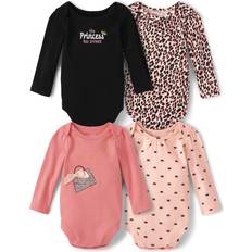 The Children's Place Black Bodysuits The Children's Place The Children's Place Baby Girls Leopard Bodysuit 4-Pack 9-12 Black Cotton Black 9-12