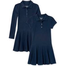 Dresses The Children's Place The Children's Place Girls Short Long Sleeve Pique Polo Dress, Tidal Pack