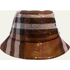 Burberry Hats Burberry Check Sequin Bucket Hat DARK BIRCH BROWN