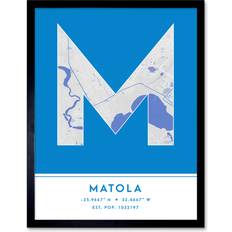 Paper Wall Decor Wee Blue Coo Matola Mozambique City Map Blue Wall Decor 33.3x43.3cm