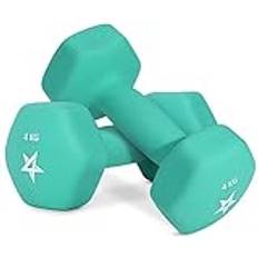 Neopren dumbbell par 4 kg handvikt styrka träning för hem gym fitness – 4 kg blågrön