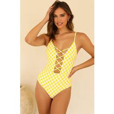 Yellow Swimsuits Women's Bliss One Piece Yellow checkers Yellow checkers