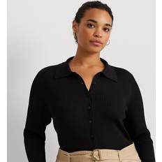 Polo Ralph Lauren Women Cardigans Polo Ralph Lauren Rib-Knit Long-Sleeve Polo Cardigan in Black 3X