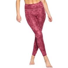 Red Leggings Felina Sueded Athletic Leggings Slimming Waistband Maroon Faded Floral, Medium