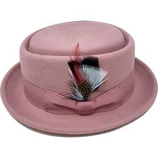 Men - Pink Hats Different Touch Men Women Crushable Wool Felt Pork Pie Fedora Hats with Feather