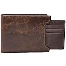 Fossil Men's Leather Bifold Sliding 2-in-1 Wallet - Dark Brown