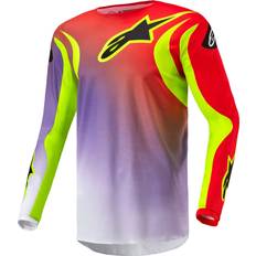 Vita Motorcykeljackor Alpinestars Fluid Lucent Crosströja Vit-Neon Röd-Gul Fluo