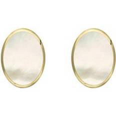 Yellow Earrings C. W. Sellors 9ct Yellow Gold White Mother of Pearl x 5mm Classic Oval Stud Earrings