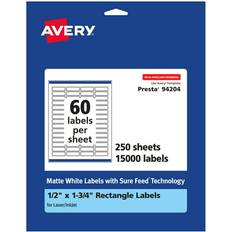 Office Supplies Avery Matte White Rectangle Labels 0.5 x 1.75