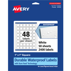 Office Supplies Avery Durable Waterproof Square Labels with Sure Feed Laser/Pigment-Based
