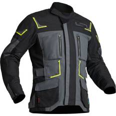 Yellow Motorcycle Jackets Lindstrands Myrvik, Textiljacke wasserdicht Grau/Schwarz/Neon-Gelb