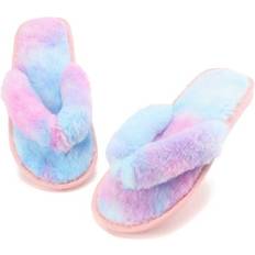 Thong - Women Slippers Haute Edition Women Fuzzy Flip Flop Thong Style Cozy Slipper