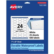 Office Supplies Avery Waterproof Oval Labels 1 x 2 600 Count