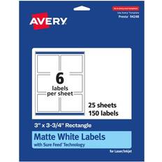 Office Supplies Avery Matte White Rectangle Labels 3 x 3.75 150