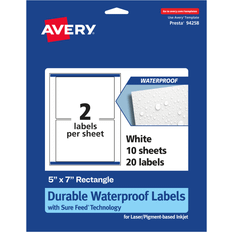 Office Supplies Avery Durable Waterproof Rectangle Labels with Sure Feed Laser/Pigment-Based