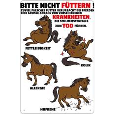 Accessoires d'intérieur Blechschild 20x30 cm Bitte Nicht Füttern Pferd Krank