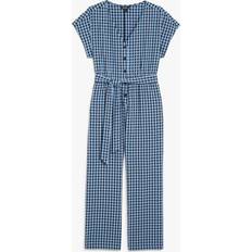 Checkered Jumpsuits & Overalls Monki Seersucker Tie Waist Jumpsuit - Blue/Black