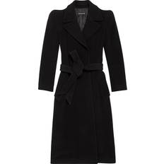 Balenciaga Coats Balenciaga Women's Round Shoulder Fitted Coat Black Black