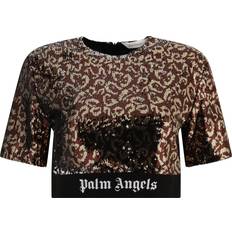 Leopard Paillet Crop Top - Brun