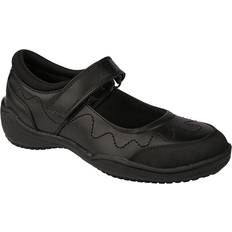 Mädchen Halbschuhe Roamers Girls Leder Touch Fastening Schulschuh - Schwarz
