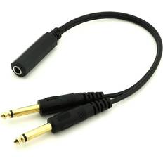 Cables Keshen 6.35mm 1/4 inch Stereo TRS Female to 2 Dual 6.35mm Mono TS Male Splitter