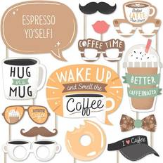 Big Dot of Happiness But First Coffee Cafe Themed Party Photo Booth Props Kit 20 Count