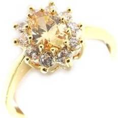 Bärnstenar Ringar Les Trésors de Lily Gold Plated Ring 'Victorina' golden amber 12x10 mm