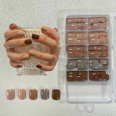 Tippar Shein Box Of 150pcs Fall/winter Style Brown-colored Removable Mylar Artificial Nail Tips