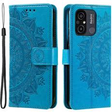 Skalo Xiaomi Redmi 12C 4G Mandala Flip Cover Blå