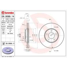 Auto Frenate a Attrito Brembo Coated Disc Line 09.9589.11 278 24 5 Transit Connect Mk1 Van