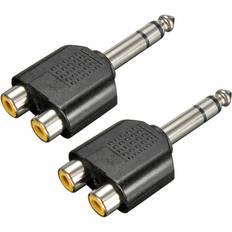 Cables Tlily 2X 6.35mm 1/4 Inch Male Stereo to 2 Dual RCA Female Splitter Adapter Converter