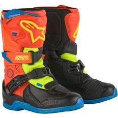 Orange Motorcycle Boots Alpinestars Tech 3S Kids Motocross Boots, blue-yellow-orange Child